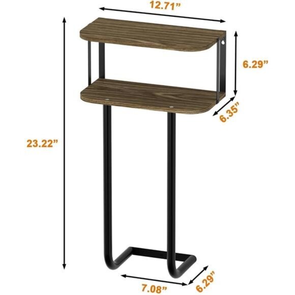 Towel Racks with 2-Tier Wood Shelf, Bathroom Shelves Wall Mounted - Picture 2 of 7